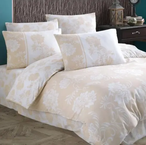 Hobby Double Size Ranforce Bed Linen Set Jardin Gold - 4