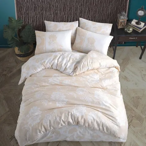 Hobby Double Size Ranforce Bed Linen Set Jardin Gold - Modazone (1)
