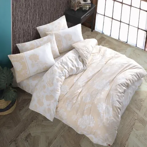 Hobby Double Size Ranforce Bed Linen Set Jardin Gold - 3
