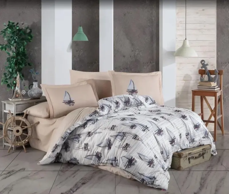 Hobby Double Size Ranforce Bedding Set Milena Blue - NEVRESIMDUNYASI