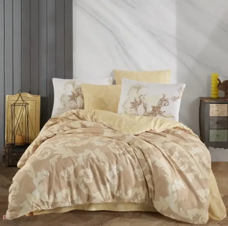 Hobby Double Size Ranforce Duvet Cover Set Avangarde Cream - 2