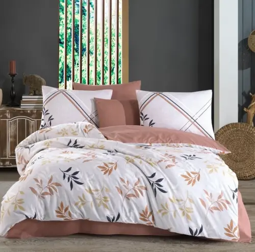 Hobby Double Size Ranforce Duvet Cover Set Belen Coffee - NEVRESIMDUNYASI (1)