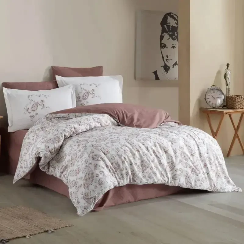 Hobby Double Size Ranforce Duvet Cover Set Calvina Coffee - 1