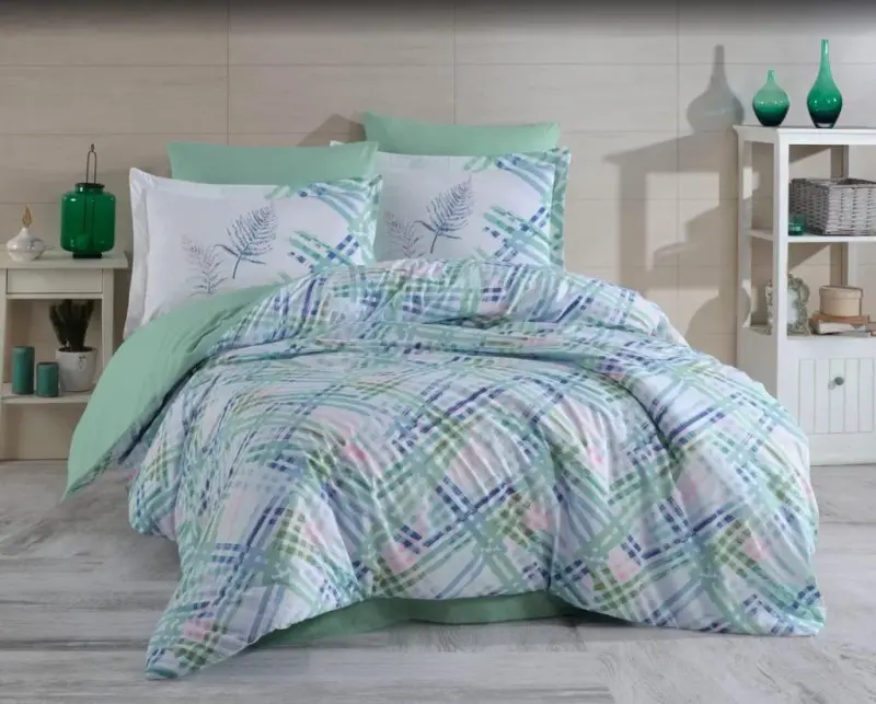 Hobby Double Size Ranforce Duvet Cover Set Irma Aqua - 1