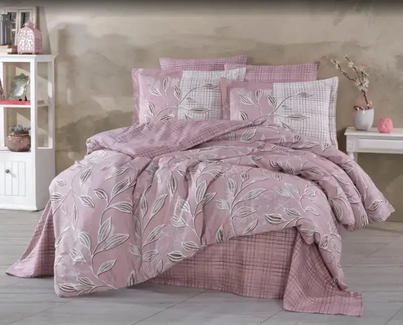 Hobby Double Size Ranforce Duvet Cover Set Vanessa Powder - NEVRESIMDUNYASI