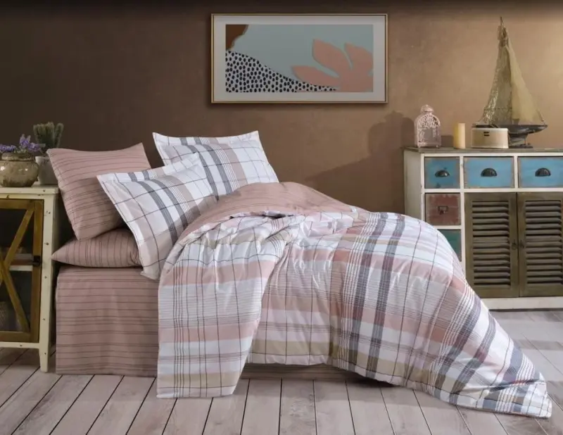 Hobby Double Size Ranforce Duvet Cover Set Vivaldi Pudra - Modazone