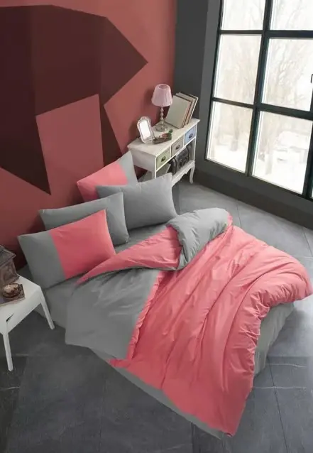 Hobby Kingsize Poplin Duvet Cover Diamond Coral - NEVRESIMDUNYASI