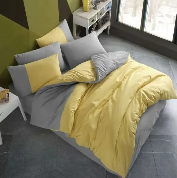 Hobby Kingsize Poplin Duvet Cover Diamond Yellow - NEVRESIMDUNYASI
