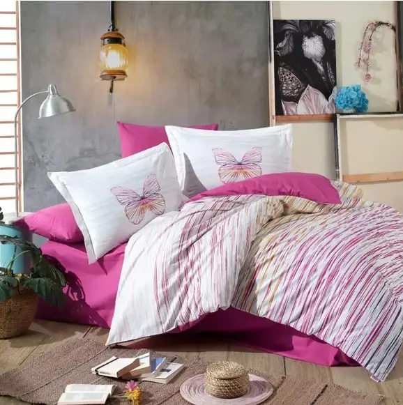 Hobby Kingsize Poplin Duvet Cover Eldora Fuchsia - NEVRESIMDUNYASI