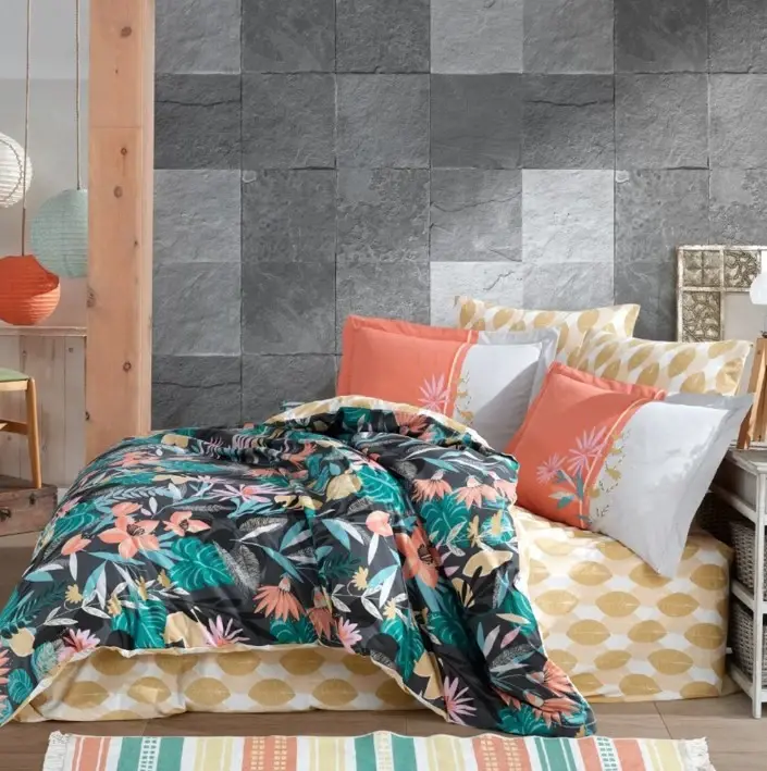 Hobby Kingsize Poplin Duvet Cover Monstera Orange - 1