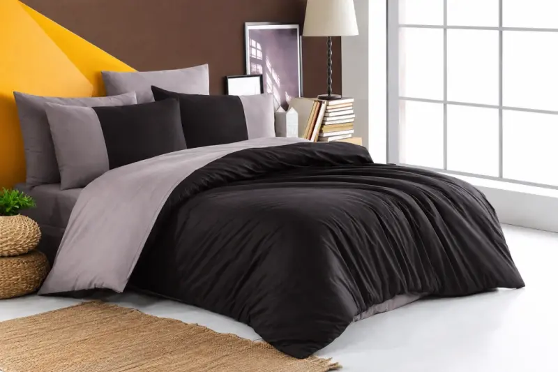 Hobby Kingsize Poplin Nevresim Diamond Siyah Antrasit - NEVRESIMDUNYASI