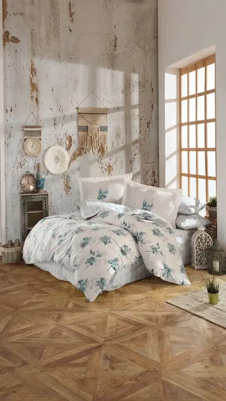 Hobby Kingsize Poplin Nevresim Trella Turkuaz - NEVRESIMDUNYASI