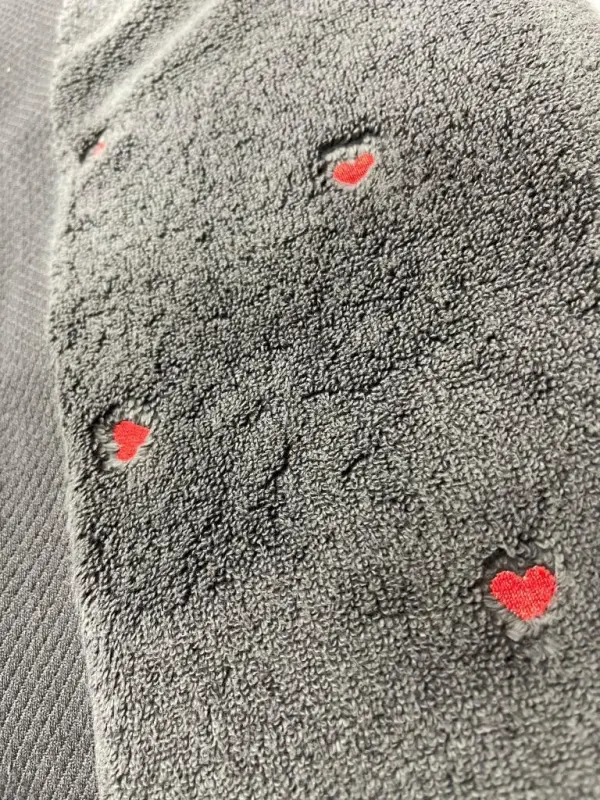 Hobby Lubow Love Dark Gray Red Embroidered 50x90 6-Piece Towel Set - 2