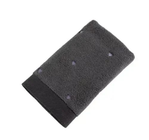 Hobby Lubow Love Dark Grey Lilac Embroidered 6-Piece Towel Set 50x90 - 1