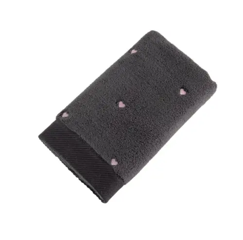 Hobby Lubow Love Dark Grey Powder Embroidered 6-Piece Towel Set 50x90 - 1