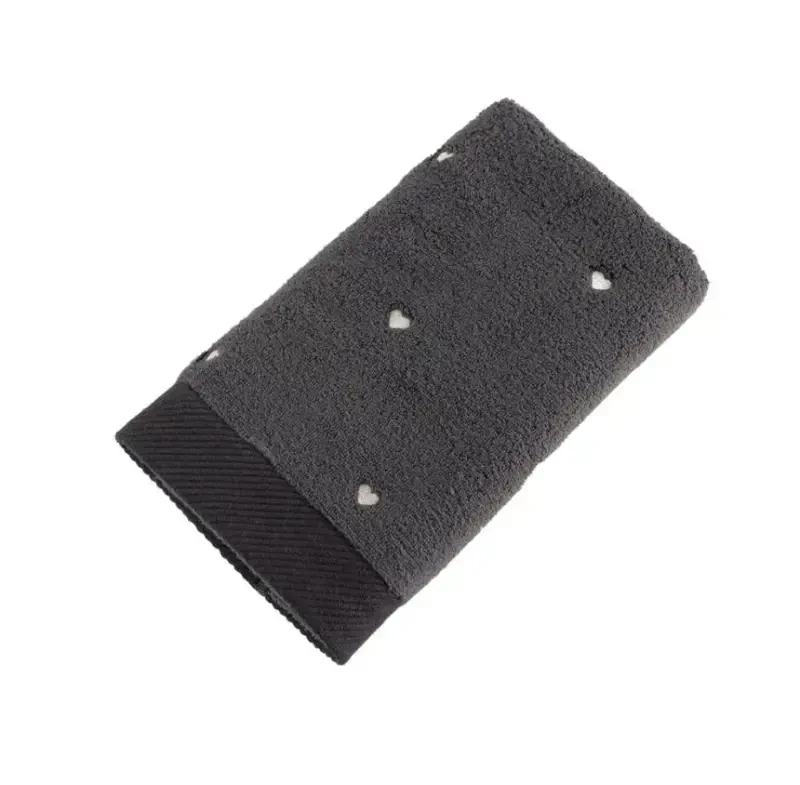 Hobby Lubow Love Koyu Gri Krem Nakışlı 50x90 6'lı Havlu Seti - 1