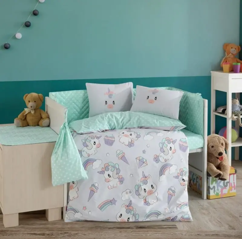 Hobby Mila Gray Poplin Baby Duvet Cover Set - NEVRESIMDUNYASI