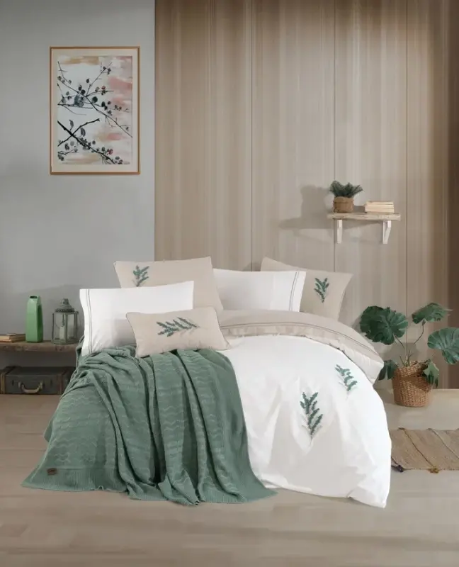 Hobby Mimoza Keten Çeyiz Seti Yeşil - 1