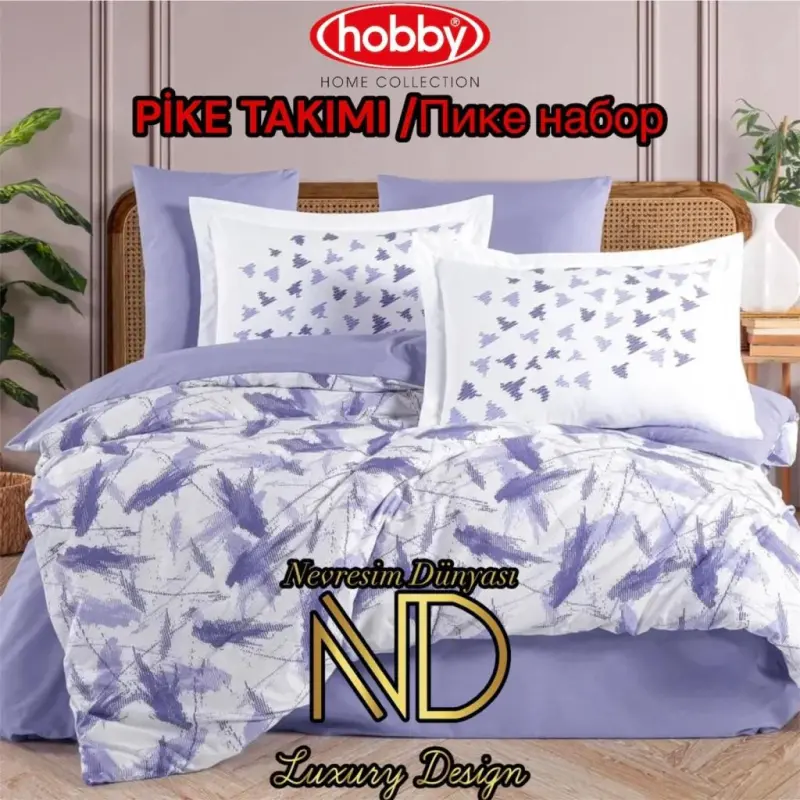 Hobby Poplin Pique Set Single Silva Lilac - NEVRESIMDUNYASI