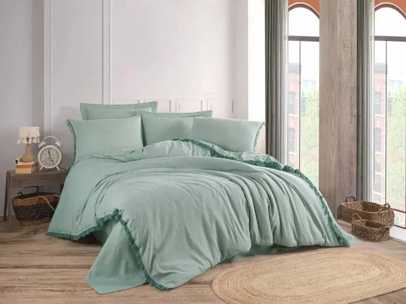 Hobby Private İpliği Boyalı Nevresim Takımı Mint - NEVRESIMDUNYASI