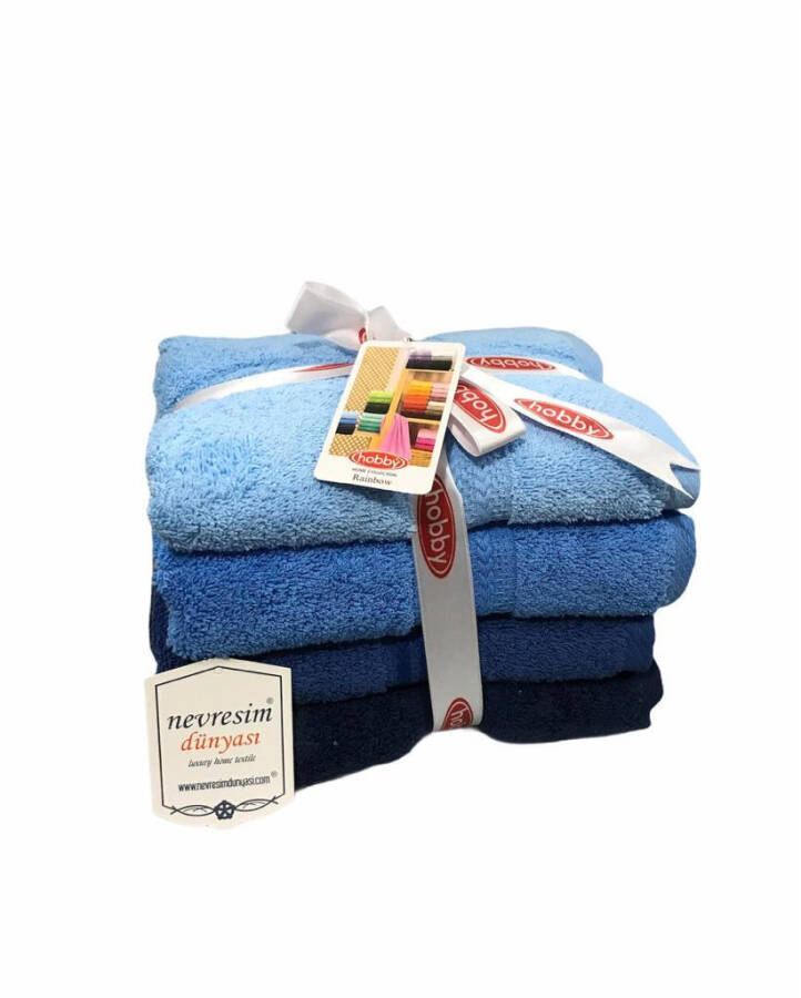 Hobby Rainbow 4-Piece 50x90 Towel Set Blue - 9