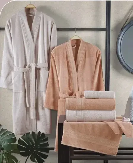 Hobby Sera Bathrobe Set Peach Beige - 1