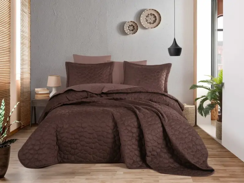 Hobby Silvana Yatak Örtüsü Kızıl Kahve - 1