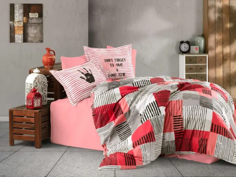 Hobby Single Poplin Bedding Set Bermuda Coral - NEVRESIMDUNYASI