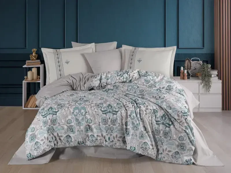 Hobby Single Poplin Duvet Cover Set Anabel Turquoise - 1