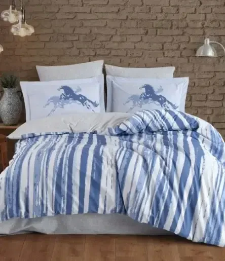 Hobby Single Poplin Duvet Cover Set Cascade Blue - NEVRESIMDUNYASI