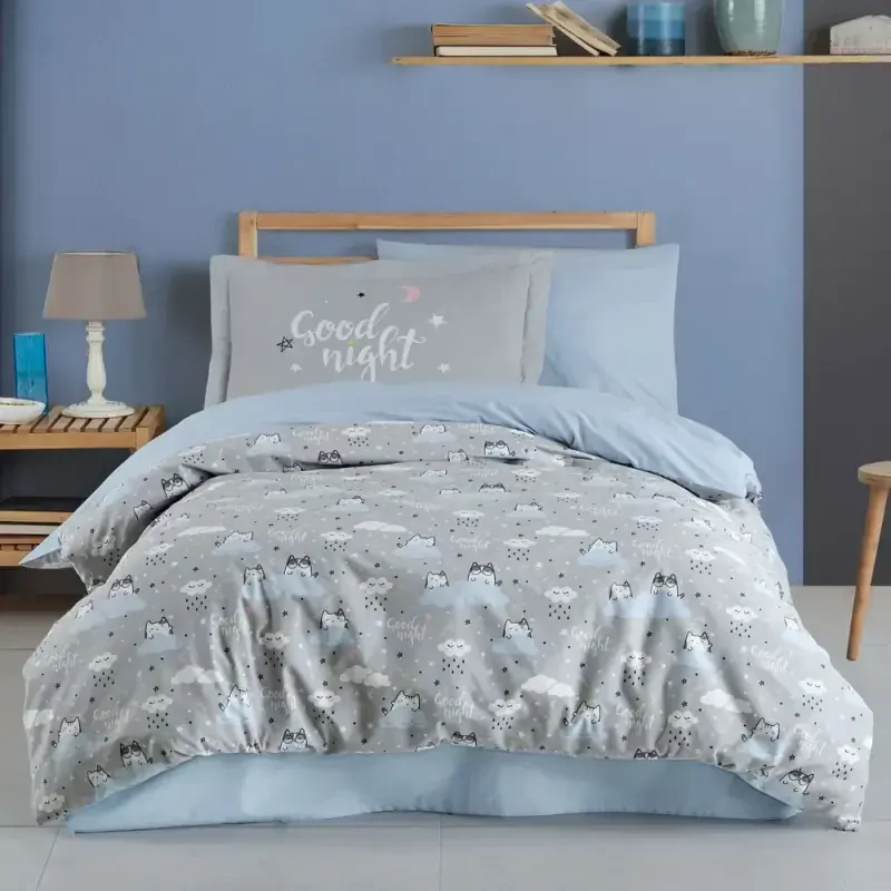 Hobby Single Poplin Duvet Cover Set Daisy Grey - 1