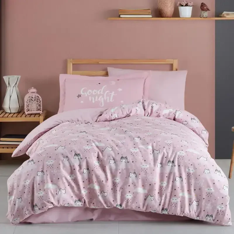Hobby Single Poplin Duvet Cover Set Daisy Pink - 1