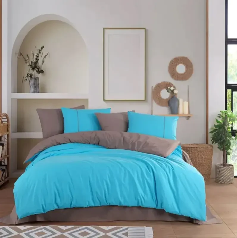 Hobby Single Poplin Duvet Cover Set Diamond Turquoise Coffee - 1
