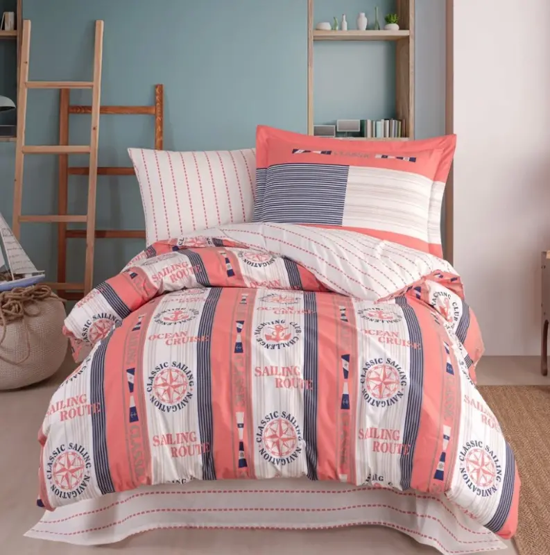 Hobby Single Poplin Duvet Cover Set Marine Salmon - 1
