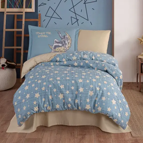 Hobby Single Poplin Duvet Cover Set Space Blue - 1
