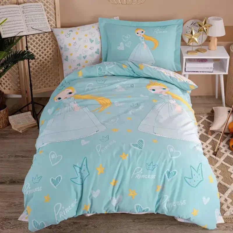 Hobby Single Size Poplin Duvet Cover Set Princess Green - 1