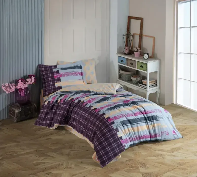 Hobby Single Size Poplin Duvet Cover Set Vivaldi Gray - NEVRESIMDUNYASI