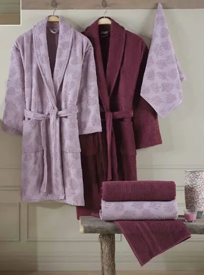 Hobby Talya Bornoz Seti Mürdüm Bordo - 1