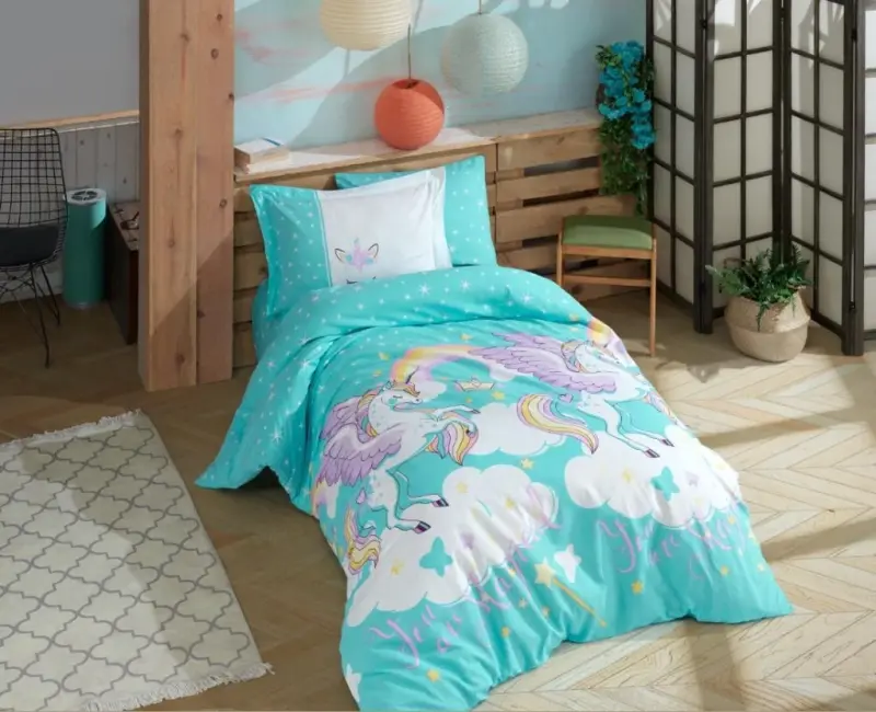 Hobby Yakkalik Poplin Choyshab To'plami Magical Aqua - NEVRESIMDUNYASI