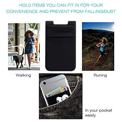 Hoblaze Phone Card Holder Stretchy Lycra Wallet Pocket Credit Card ID Case Pouch Sleeve Adhesive Sticker Compatible with iPhone Samsung Galaxy Android Smartphones - 3Pack Black - 8