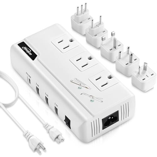 Hoenjuno Travel Voltage Converter 220V to 110V Step Down, 230W International Travel Adapter for Hair Straightener/Curling Iron, Universal Power Plug Adapter Including UK, US, AU, EU, IT, India, etc. - 1