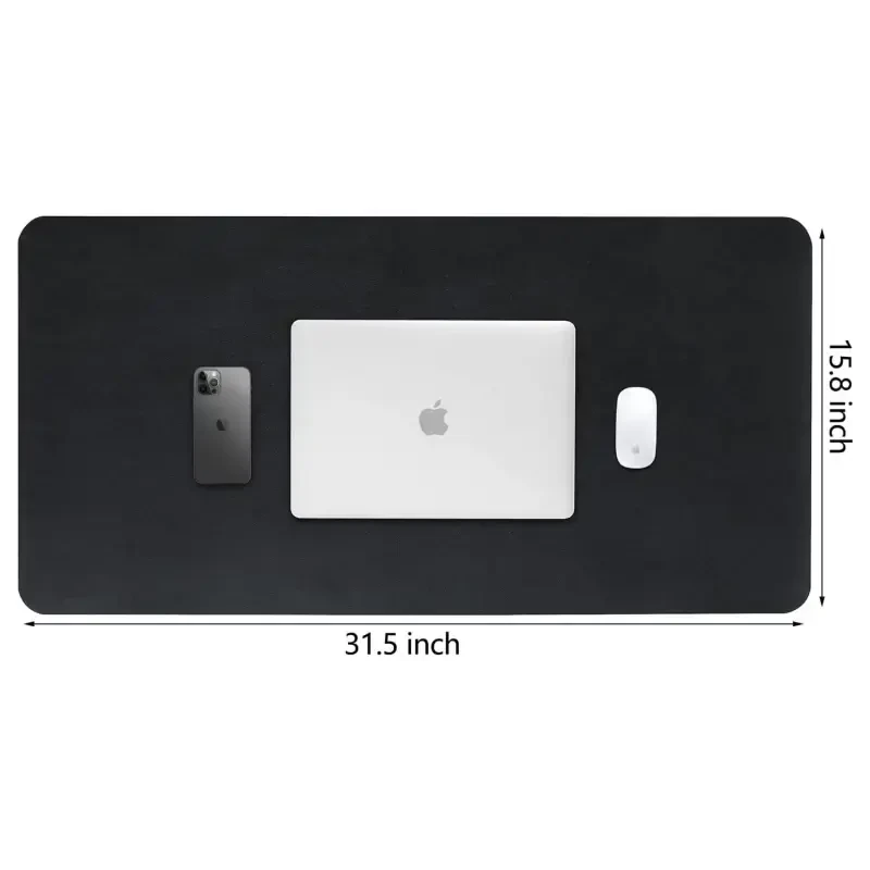 HofferRuffer Desk Pad, Desktop Waterproof Protector Mat for Keyboard and Mouse, Dual Side Use Leather Non Slip Desk Pad for Office and Home (Black, 31.5