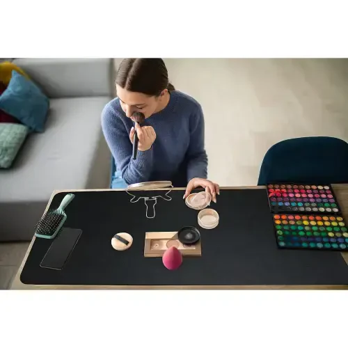 HofferRuffer Desk Pad, Desktop Waterproof Protector Mat for Keyboard and Mouse, Dual Side Use Leather Non Slip Desk Pad for Office and Home (Black, 31.5