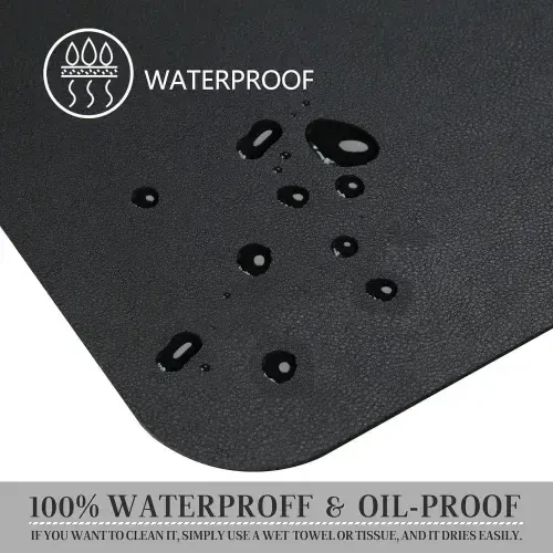 HofferRuffer Desk Pad, Desktop Waterproof Protector Mat for Keyboard and Mouse, Dual Side Use Leather Non Slip Desk Pad for Office and Home (Black, 31.5