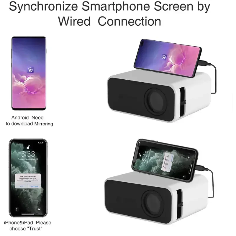 Hohaski Projector, Native 1080P Bluetooth Projector, Portable Outdoor Movie Projector, Full HD Mini Projector with Speaker for Home Bedroom, Compatible with Smartphone - 6