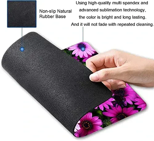 Hoka Fenle Mouse Pad with Flower Design - Purple Floral Square Waterproof Non-Slip Mouse Mat for Women's Laptop & Office - HOKAFENLE (1)