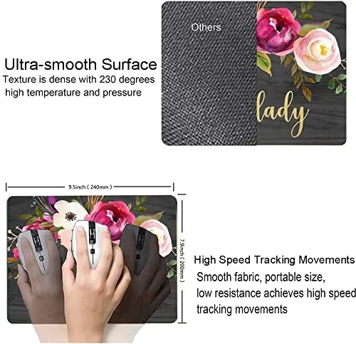 Hokafenle Boss Lady Mouse Pad - Floral Funny Mouse Mat, Square Waterproof, Non-Slip Rubber Base for Office Laptop - 3