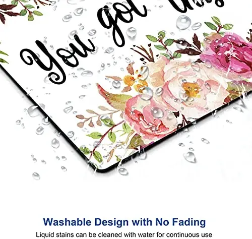 Hokafenle Mouse Pad Motivational, Cute Floral Mouse Pad with Inspirational Quote, You Got This Mousepad Design, Mouse Mat Square Waterproof Non-Slip Rubber Base Mouse Pads for Office Home Laptop - 3