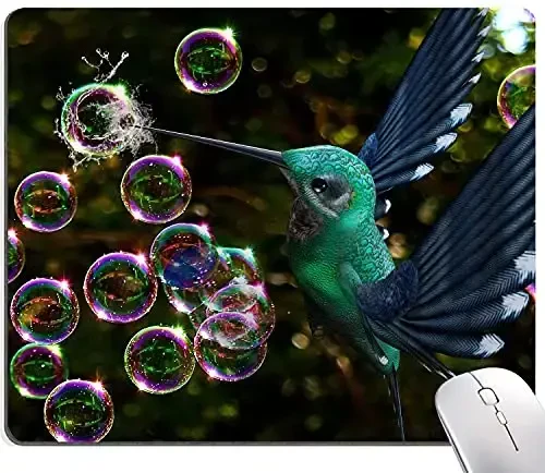 Hokafenle Hummingbird Mouse Mat - Kvadrat suv o'tkazmaydigan sirpanmaydigan kauchuk asosli sichqoncha yostig'i ofis va uy noutbuki uchun - 1