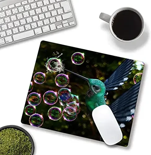 Hokafenle Hummingbird Mouse Mat - Square Waterproof Non-Slip Rubber Base Mouse Pad for Office & Home Laptop - 4